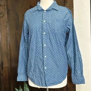 Boys Wrangler XXL Button Down Shirt Size 18 blue with white detailing